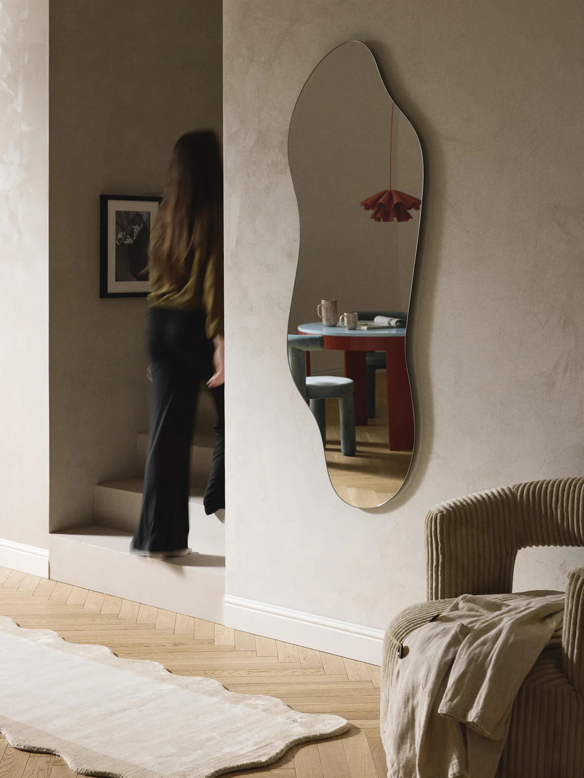 Lia frameless organic-shaped wall mirror